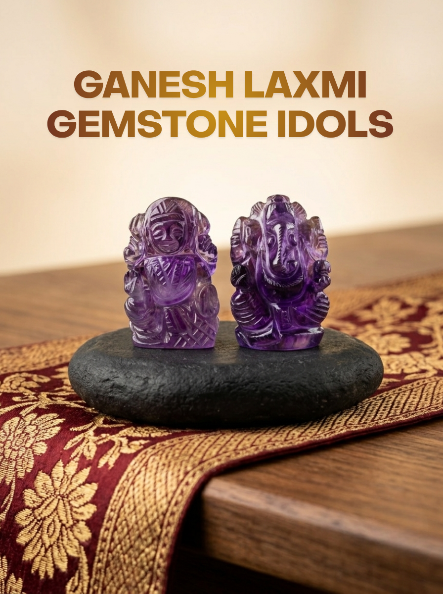 Ganesh Laxmi Gemstone Idols