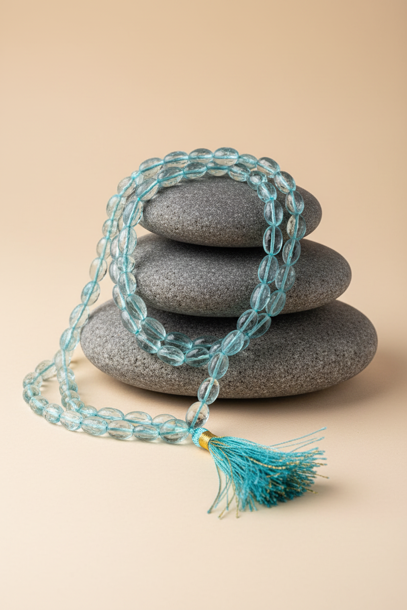 Blue Topaz Necklace Mala