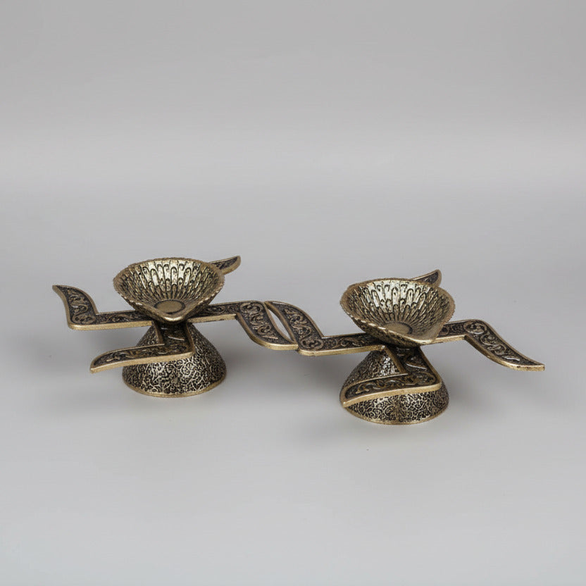 Ashtadhatu Swastik Diya Set Of 2