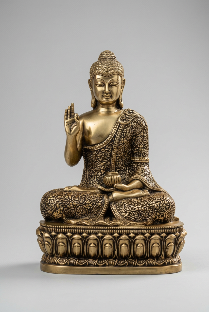 Lord Gautam Buddha Ashtadhatu Idol Meditating Buddha Murti for Home and Meditation Room