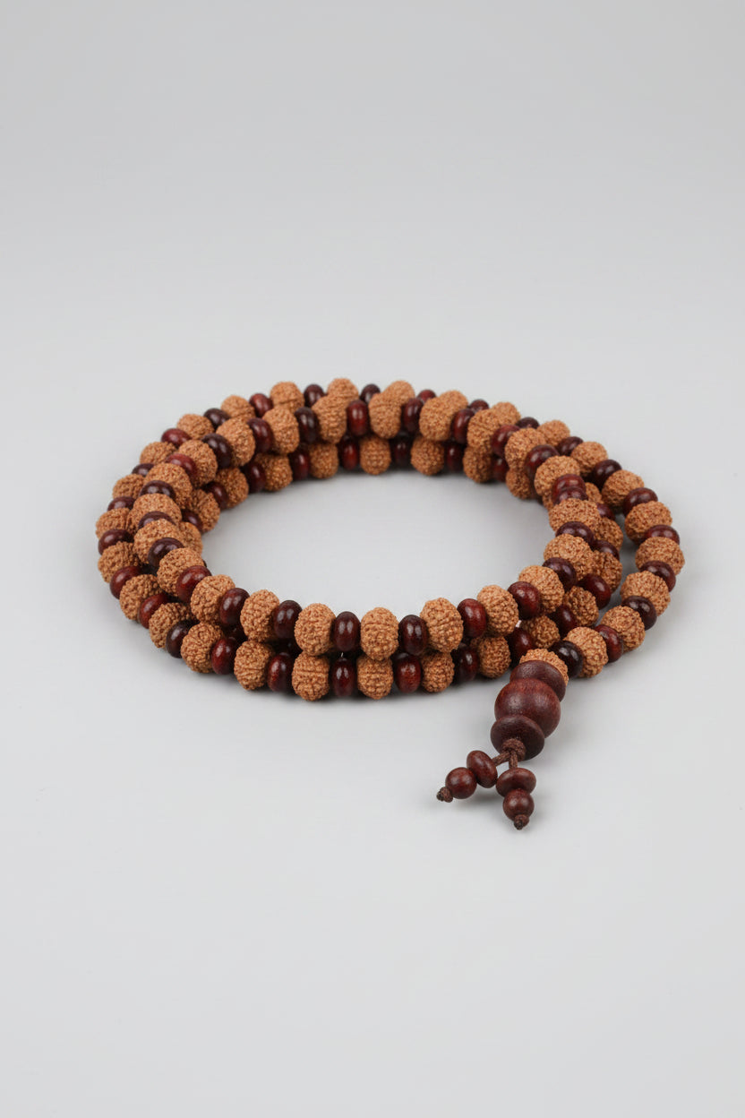 10 Mukhi Krishna Mala from Java with Red Sandalwood Beads