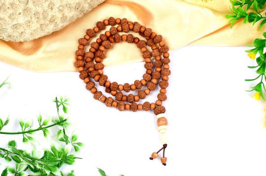 10 Mukhi Krishna Mala from Java with Sandalwood Beads