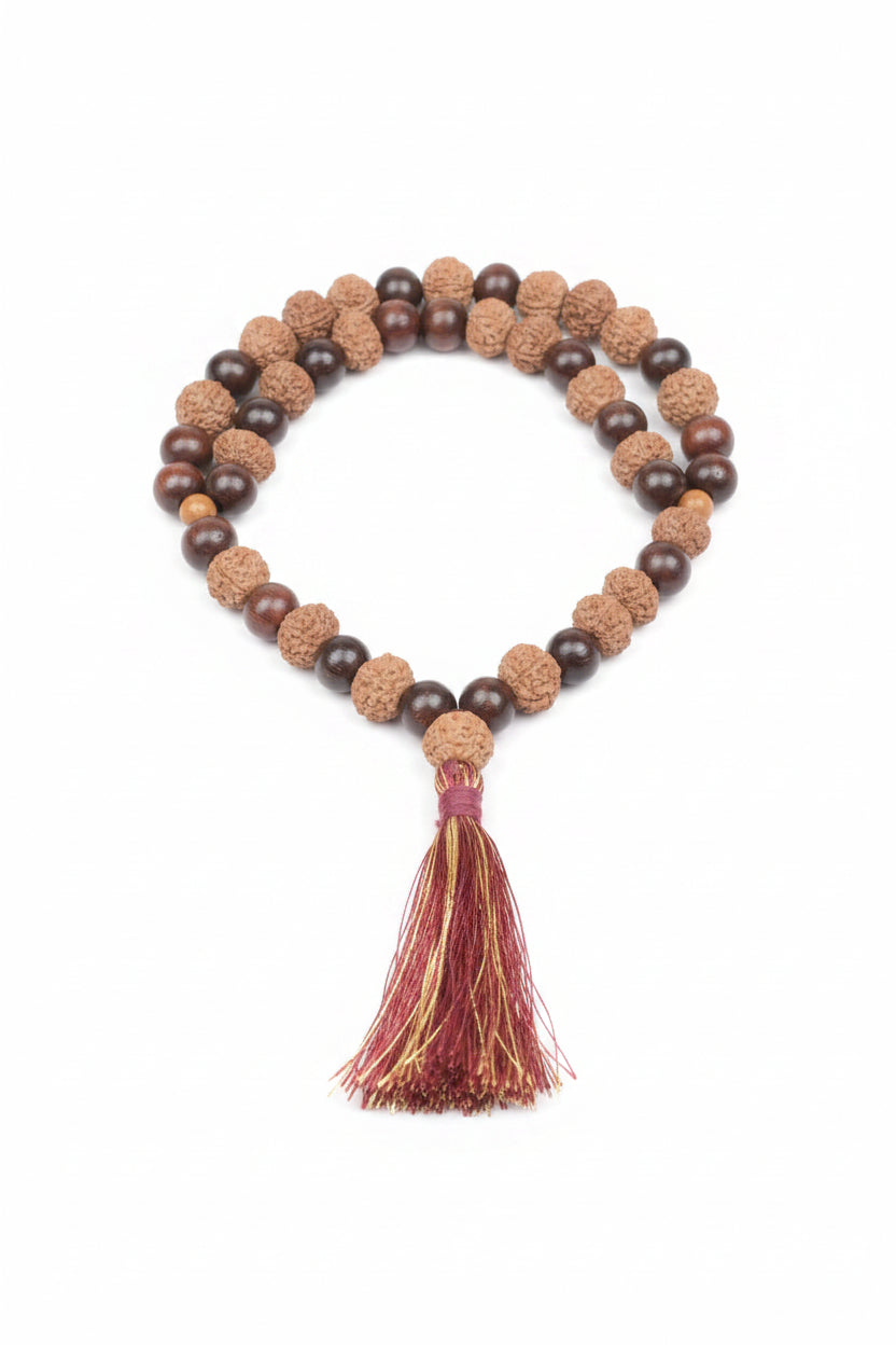 10 Mukhi Rudraksha x Red Sandalwood Mala-10 mm