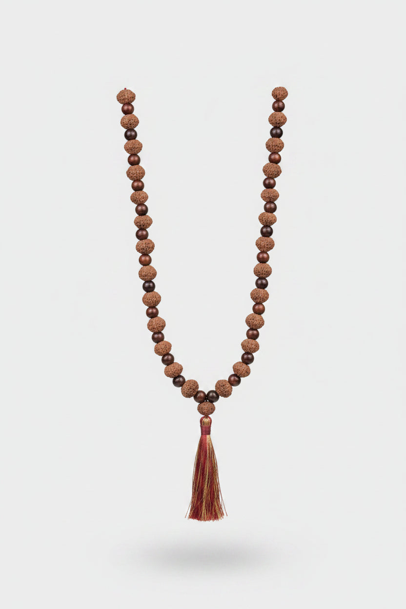 10 Mukhi Rudraksha x Red Sandalwood Mala-10 mm