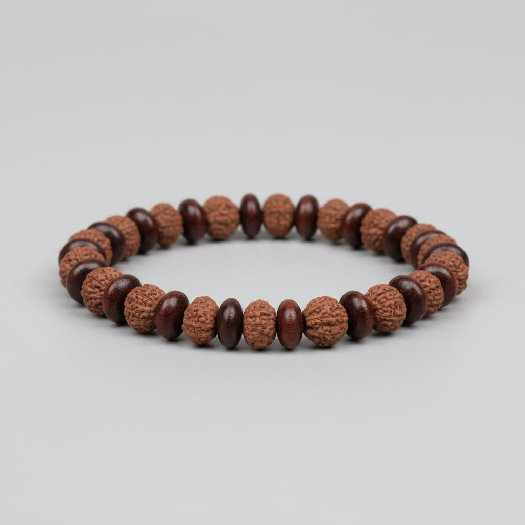 10 Mukhi and Red Sandalwood Elliptical Bracelet