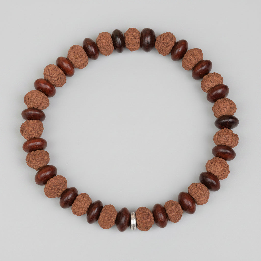 10 Mukhi and Red Sandalwood Elliptical Bracelet
