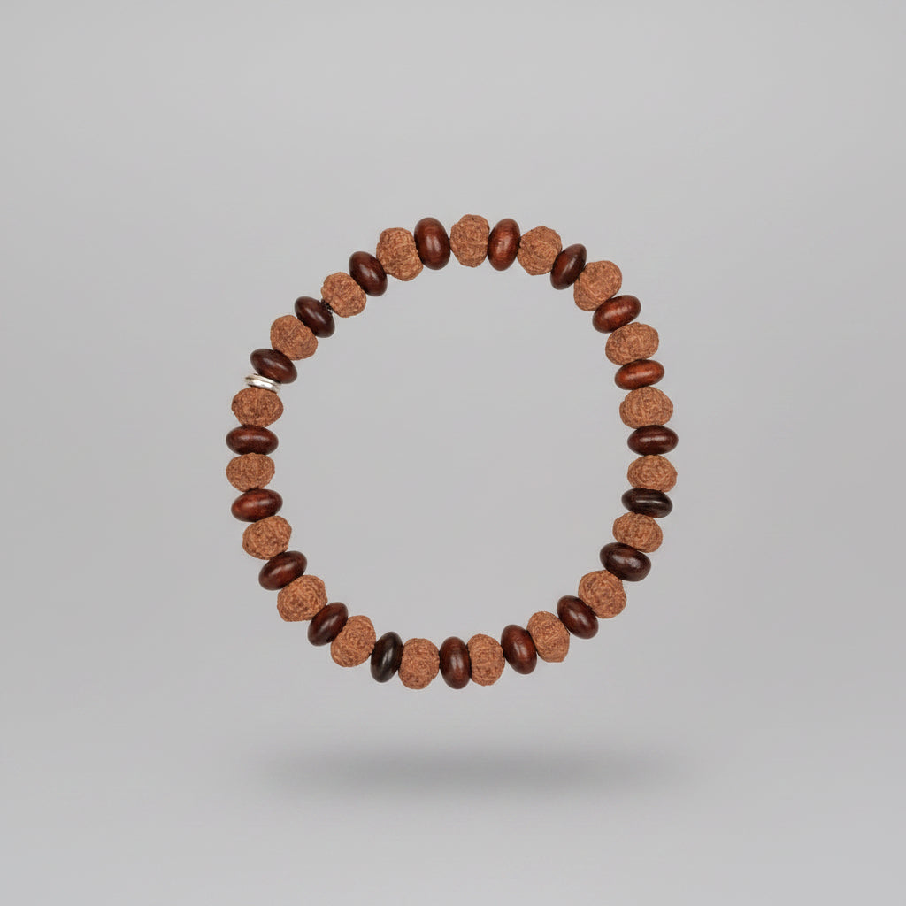 10 Mukhi and Red Sandalwood Elliptical Bracelet