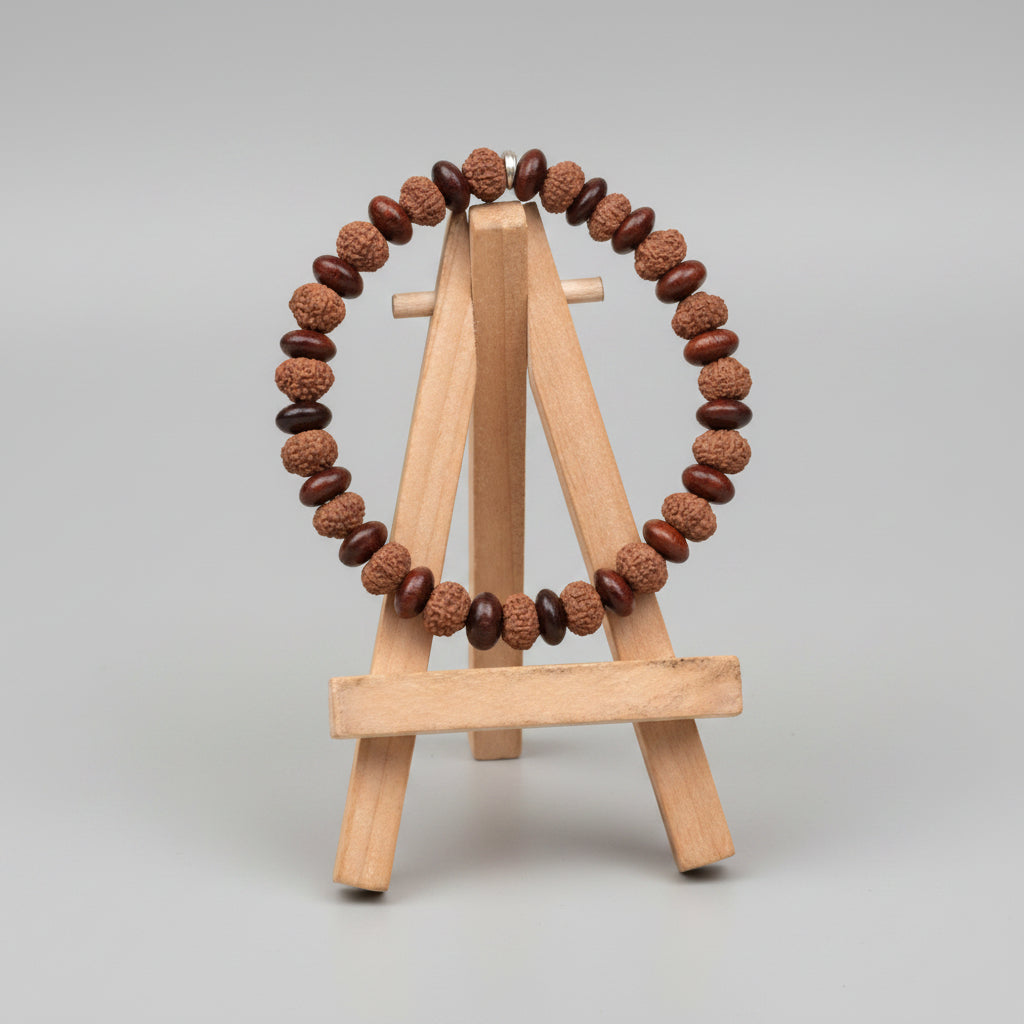 10 Mukhi and Red Sandalwood Elliptical Bracelet