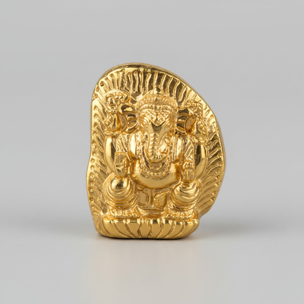 Gold Plated Ganesha Shaligram Idol