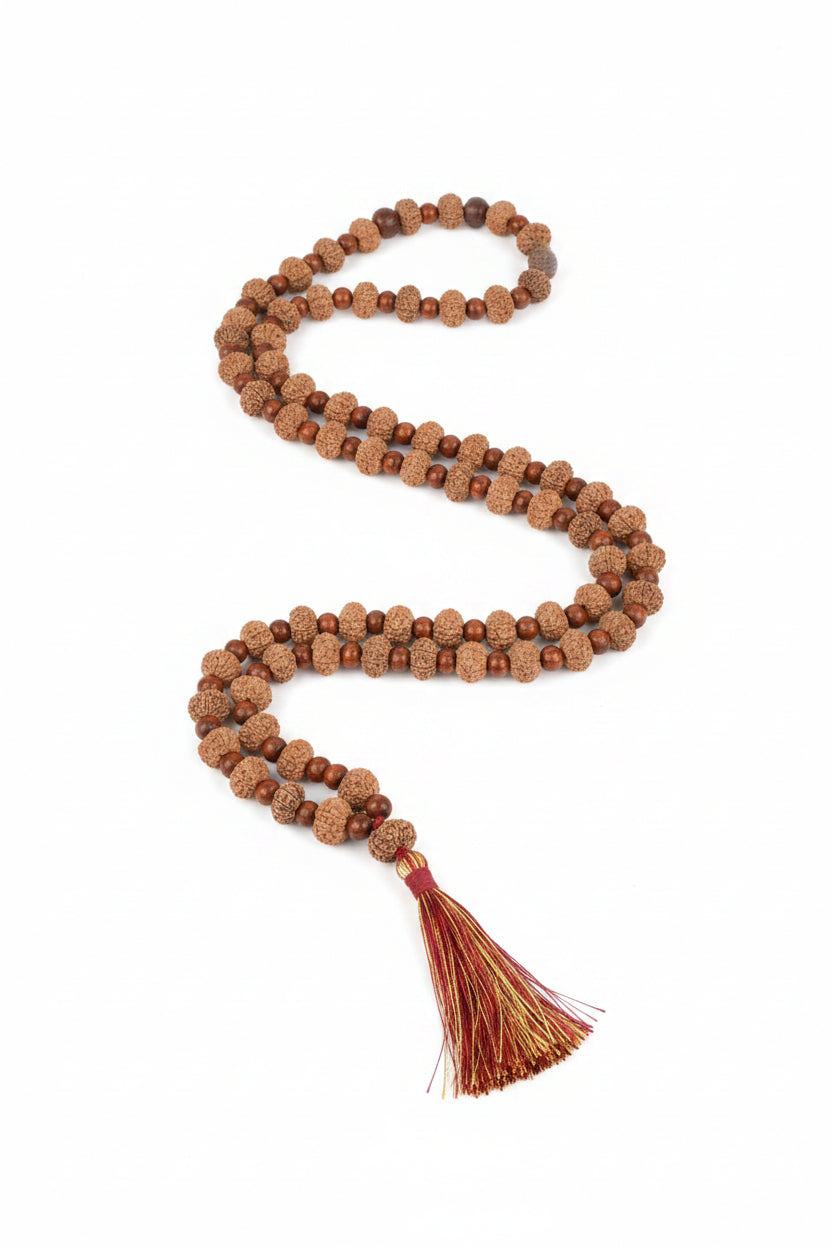 11 Mukhi Rudraksha x Red Sandalwood Mala-14 mm