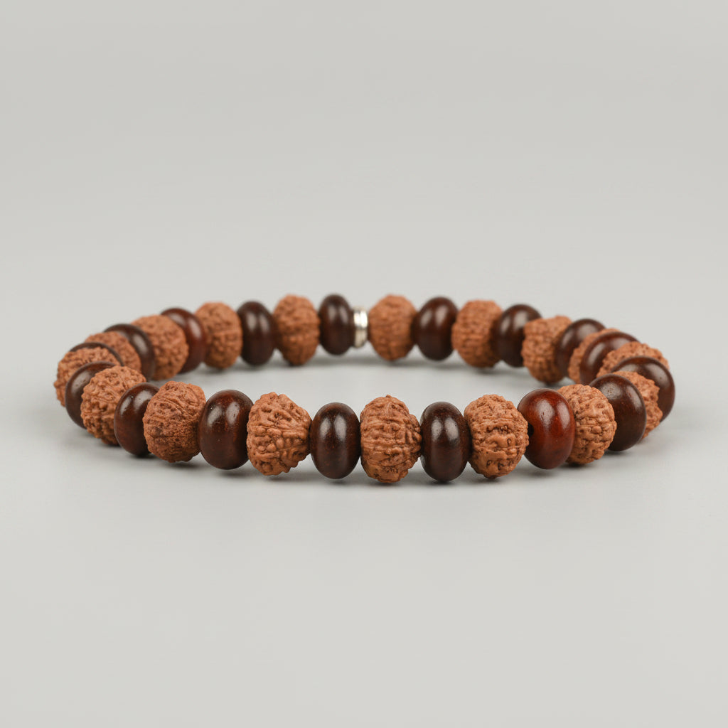 11 Mukhi and Red Sandalwood Elliptical Bracelet