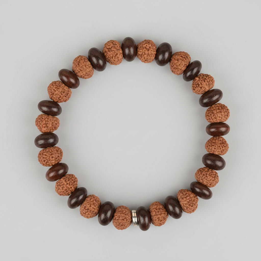 11 Mukhi and Red Sandalwood Elliptical Bracelet