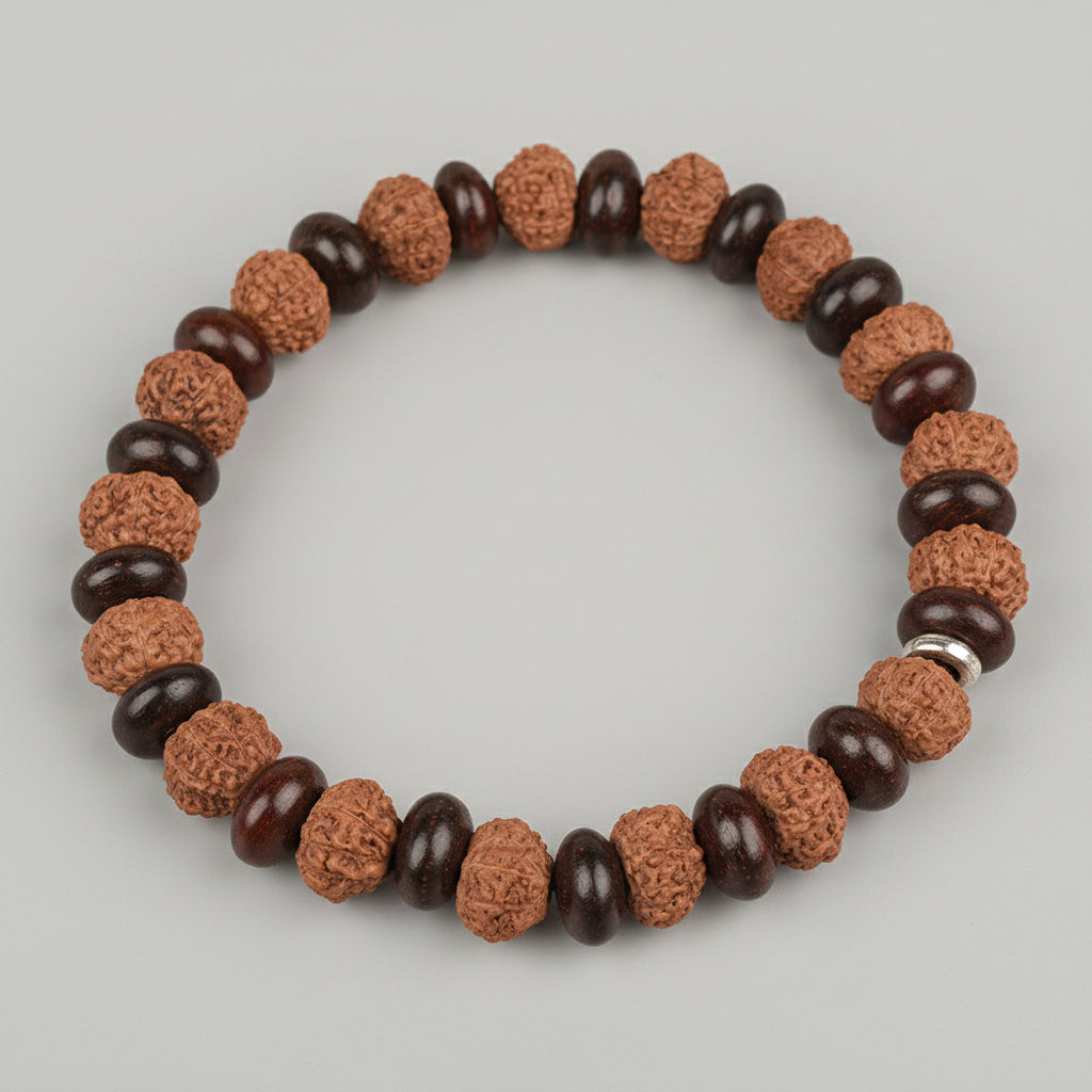 11 Mukhi and Red Sandalwood Elliptical Bracelet