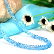 Blue Topaz Faceted Button Shaped Beads Necklace