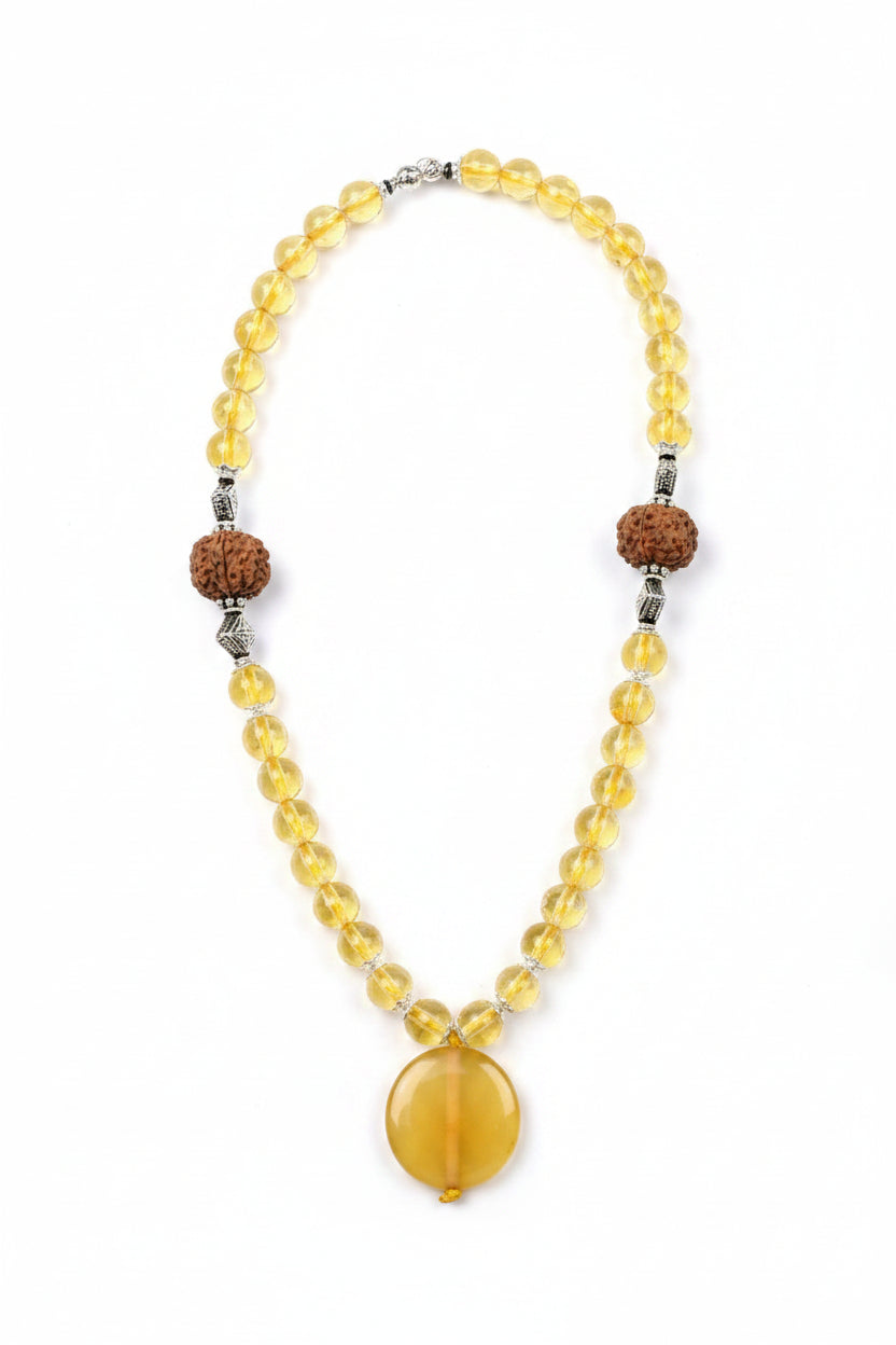 12 mukhi Rudraksha and Yellow citrine Mala and Bracelet Set