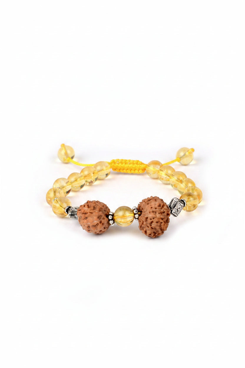 12 mukhi Rudraksha and Yellow citrine Mala and Bracelet Set