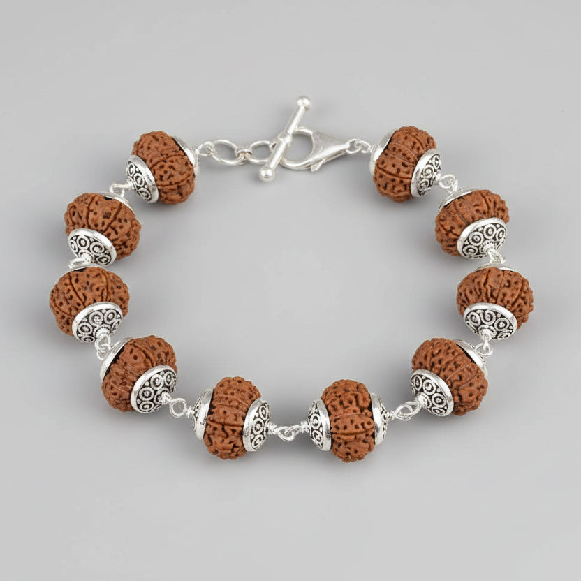 13 Mukhi Kamadeva Wrist Java Bracelet-Silver Caps