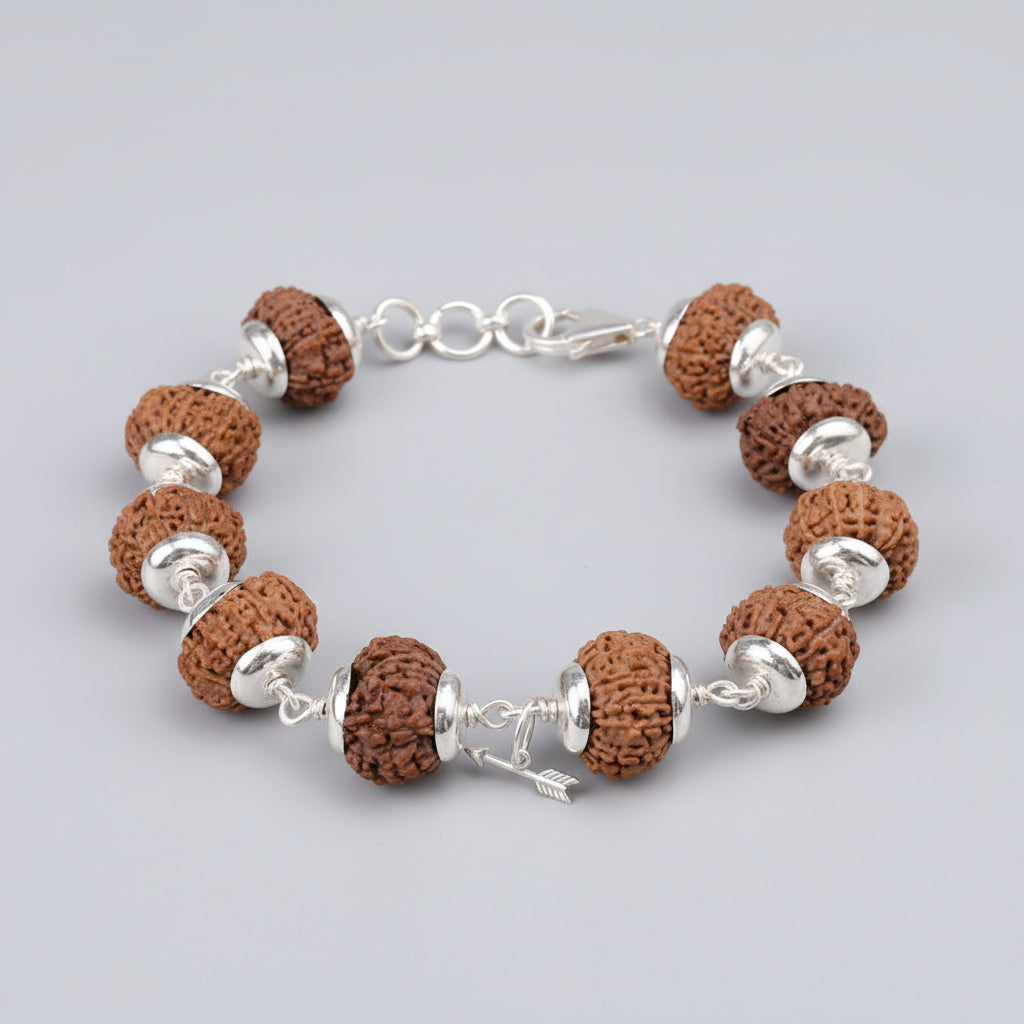 13 Mukhi Kamadeva Wrist Java Bracelet-Silver Caps