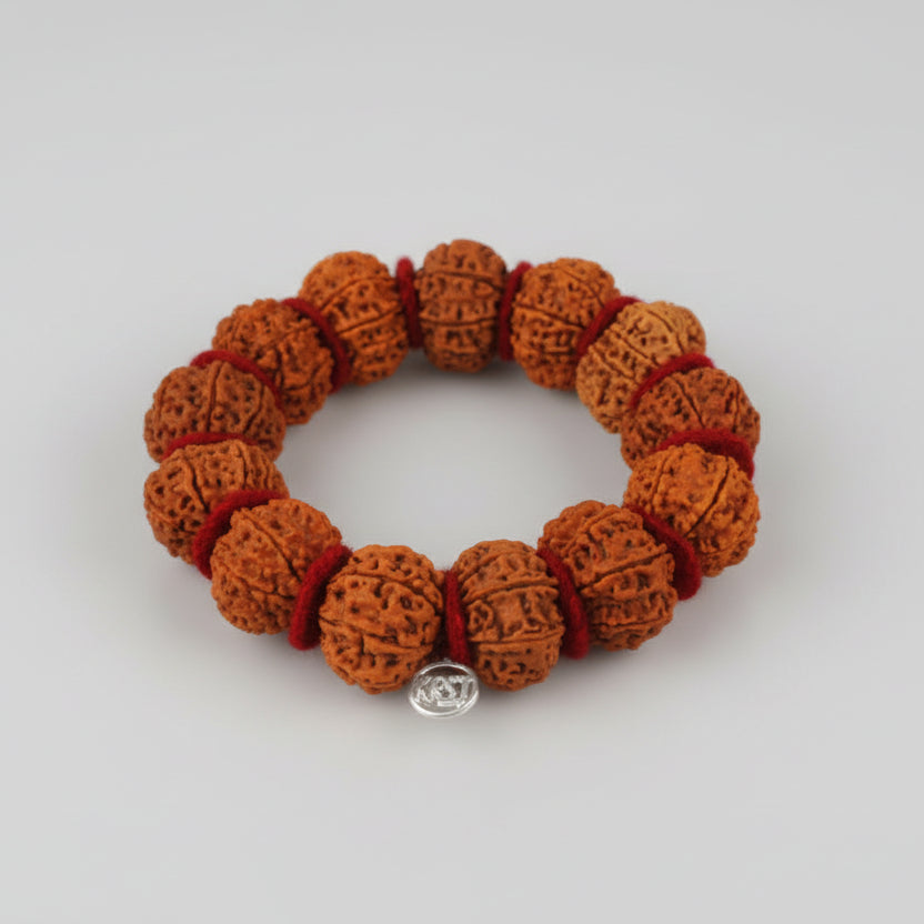 13 Mukhi Kamdev Bracelet-Small-Woolen Spacers