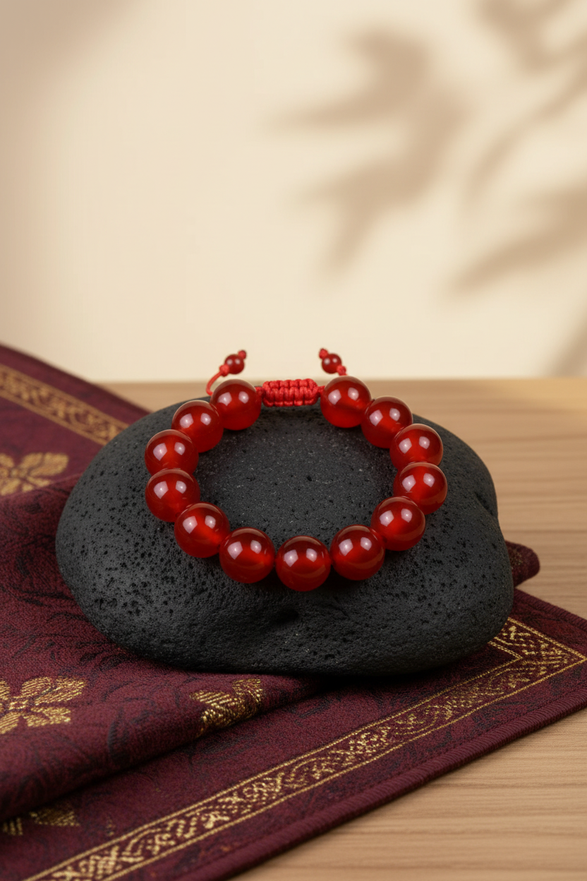 Natural Carnelian Bracelet | Large Bead Gemstone Bracelet for Healing, Meditation & Positive Energy