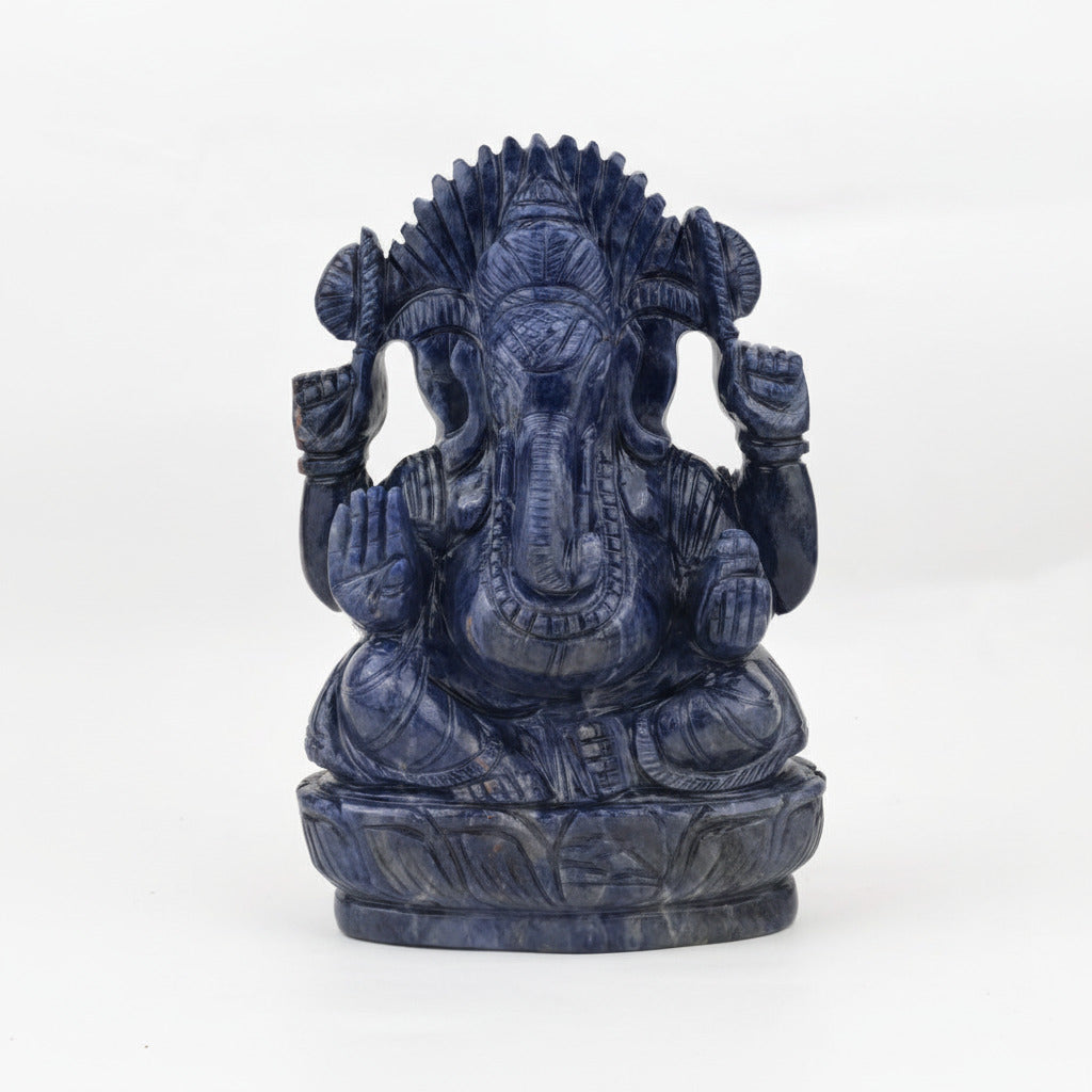 Blue Sodalite 2 Side Ganesha Idol - 4.150 Kgs