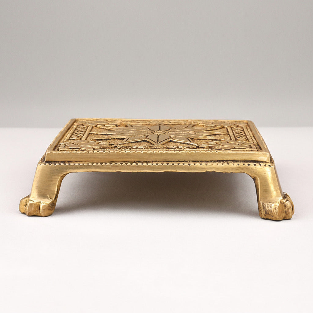 Brass Puja Chowki Pedestal for Idols-Small