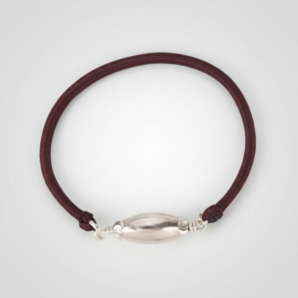 Lingam shape Parad Gutika bracelet with silver capping-17 to 18 mm