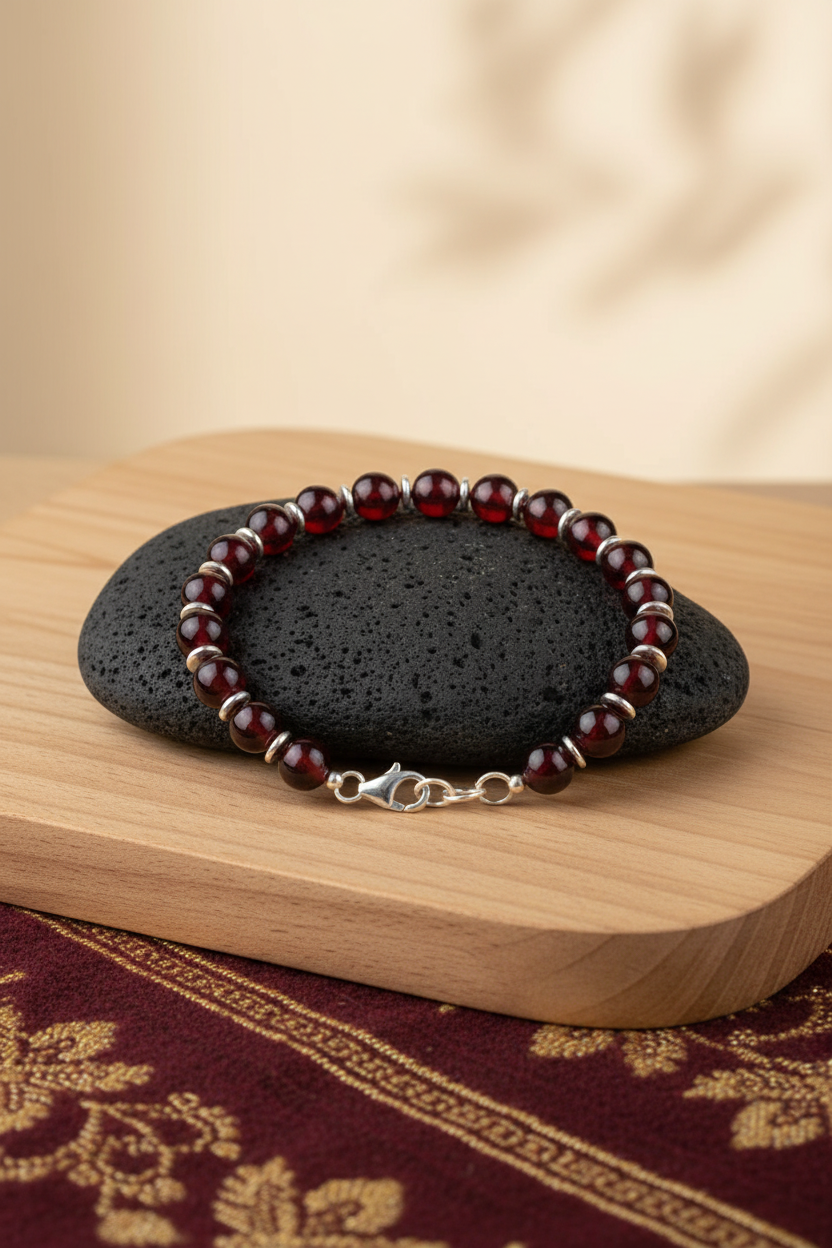 Natural Gomed Gemstone Bracelet | 925 Silver Ball | 8mm | Healing & Meditation