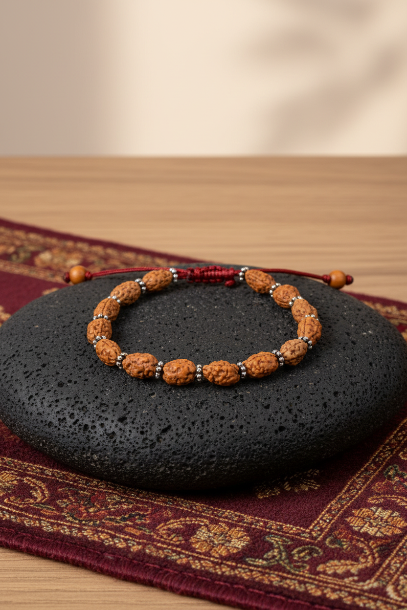 Mani Monk Moon Java Bracelet with Silver Chakri – 8 mm