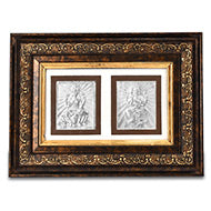 Ganesh Laxmi in Silver with Wooden Frame
