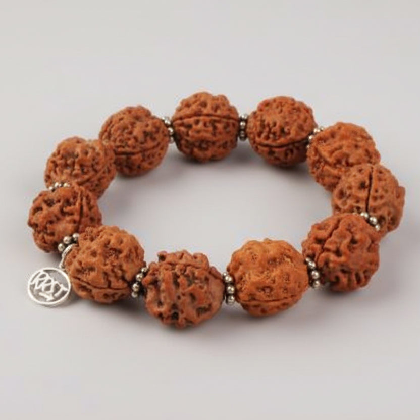 3 Mukhi Mahajwala Bracelet-Small-Woolen Spacers