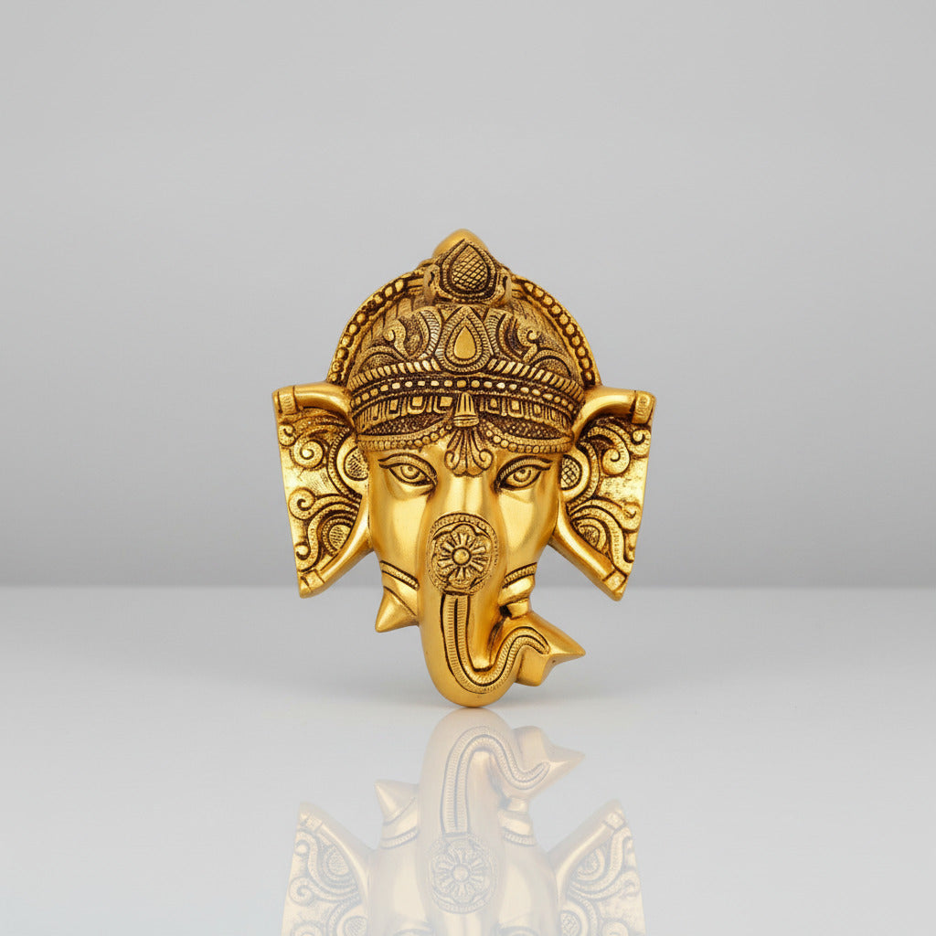 Hanging Ganesha Face in Brass-Large