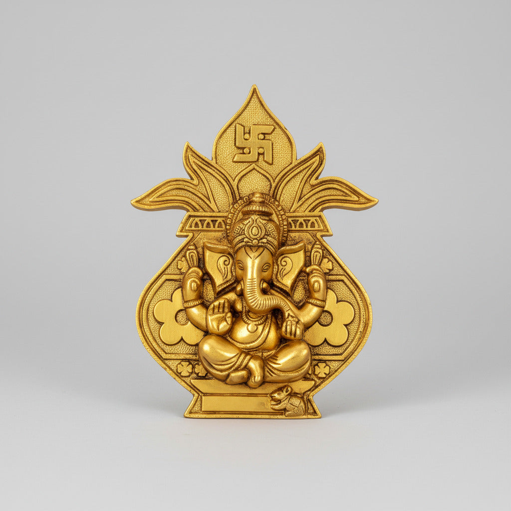 Hanging Ganesha Face with Kalash in Brass