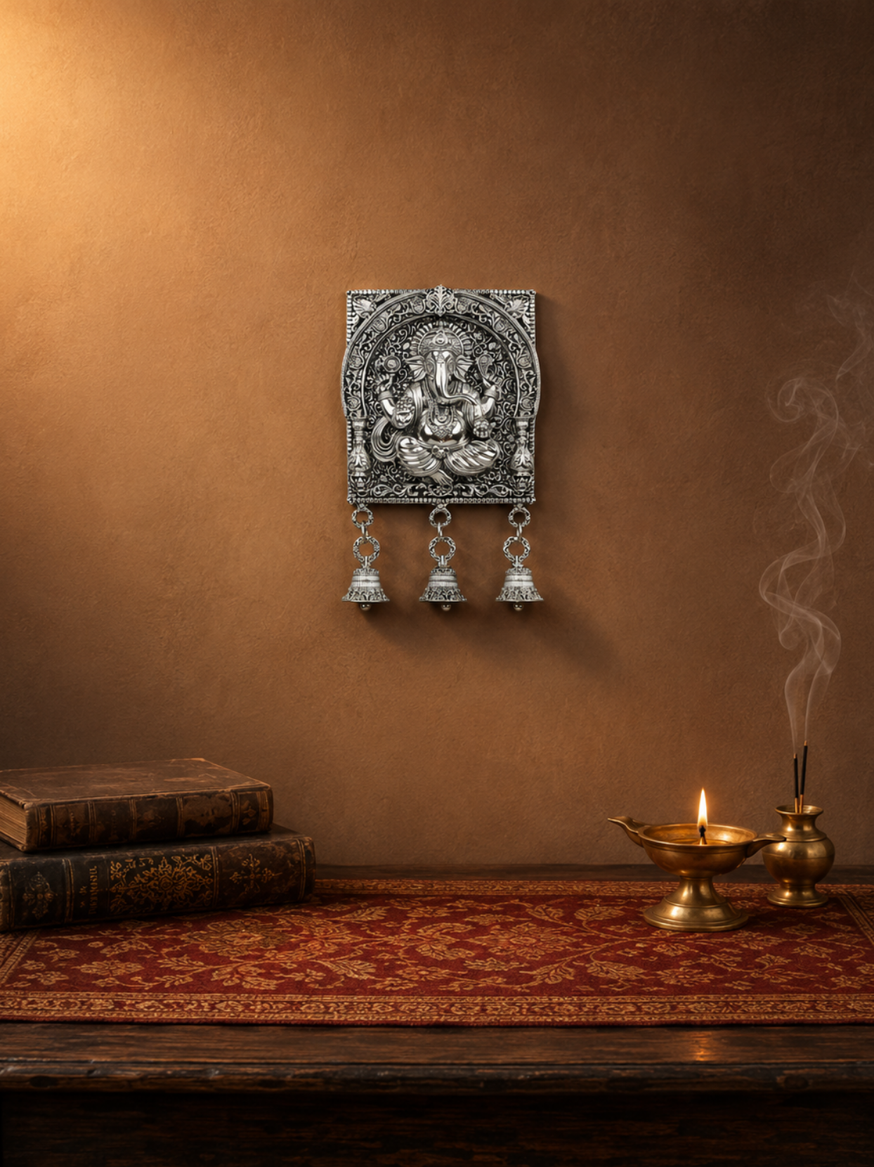 Ashtadhatu Chaturbhuj Ganesh Door Hanging Bells