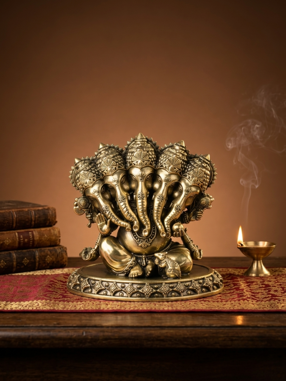 Panchmukhi Ganesh Ashtadhatu Idol Five-Faced Ganesha Energised Murti