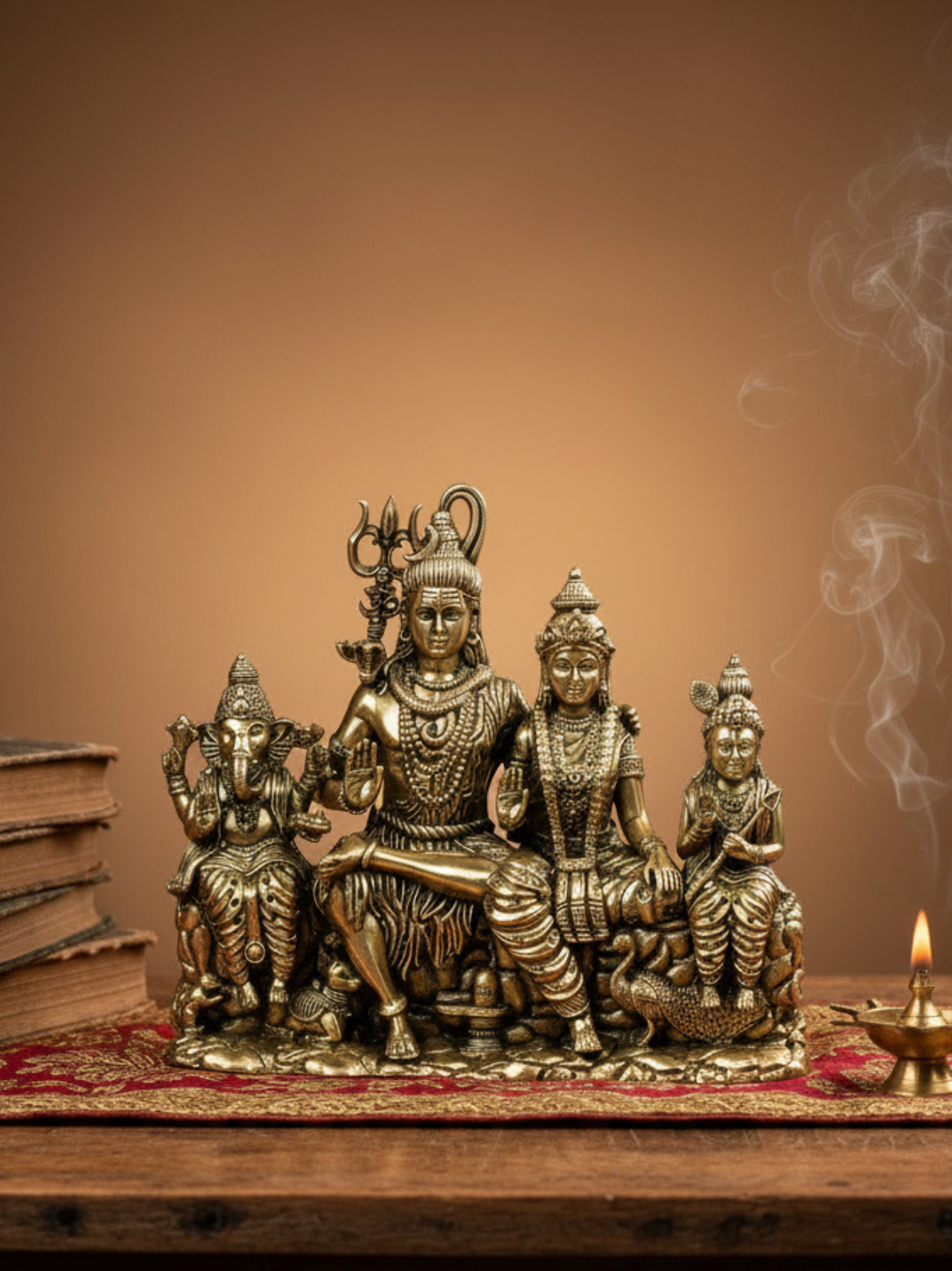 Shiva Parivar Ashtadhatu Idol Energised Complete Shiva Family Murti