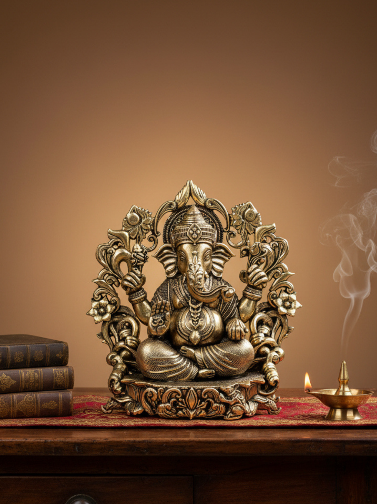 Lord Ganesh with Floral Frame Ashtadhatu Idol