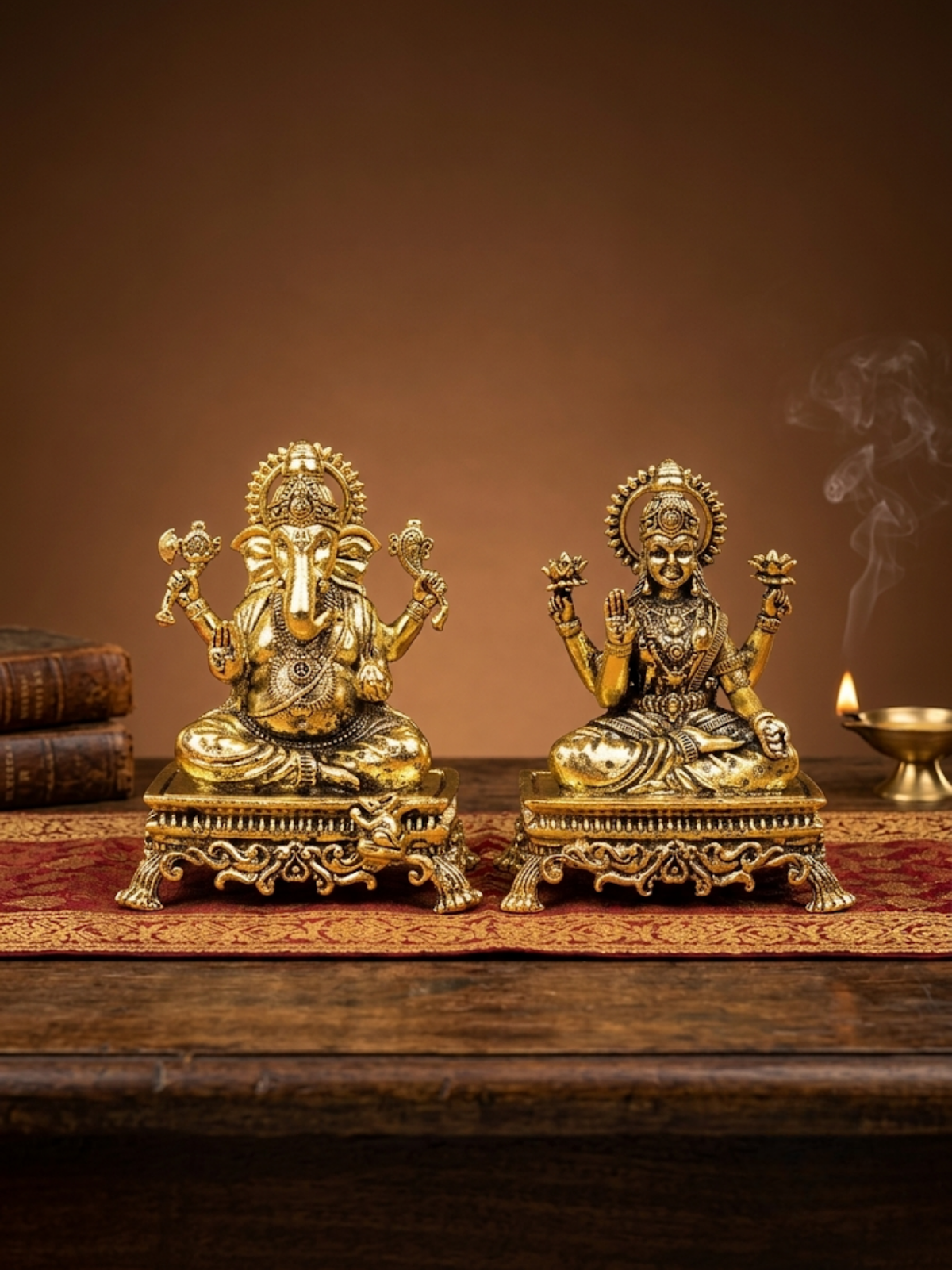 Ganesh Laxmi on Pedestal Chowki Ashtadhatu Idol