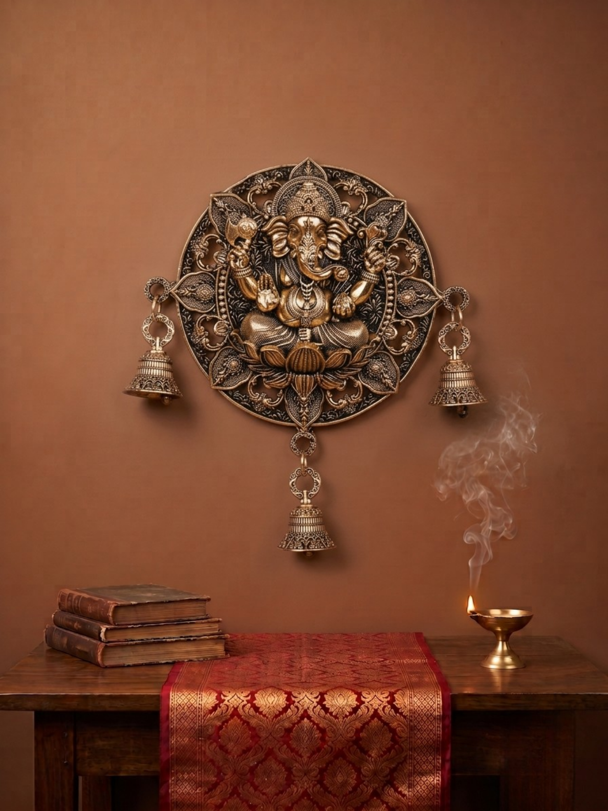 Ashtadhatu Kamal Ganesh Door Hanging Bells