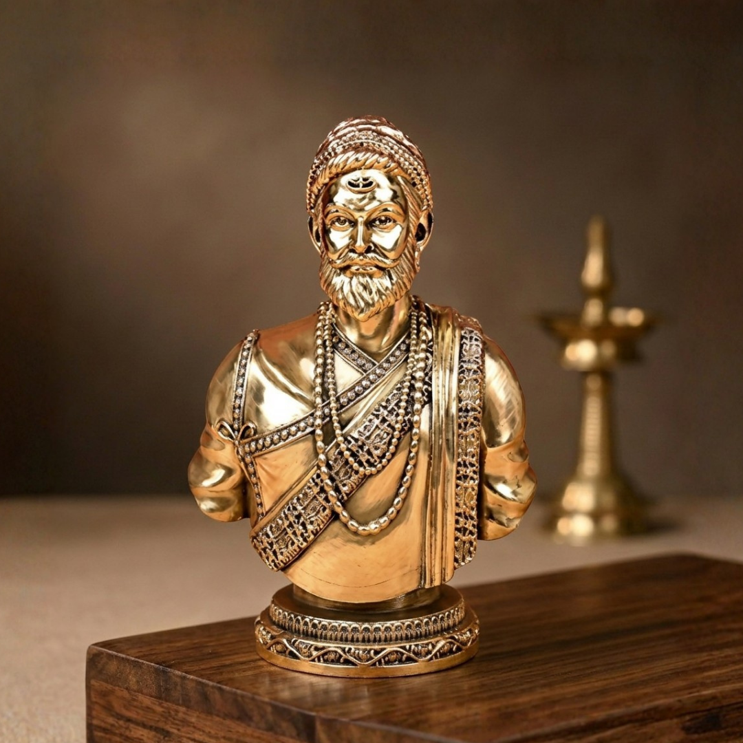 Chhatrapati Shivaji Maharaj Ashtadhatu Statue Premium Metal Idol for Home and Office