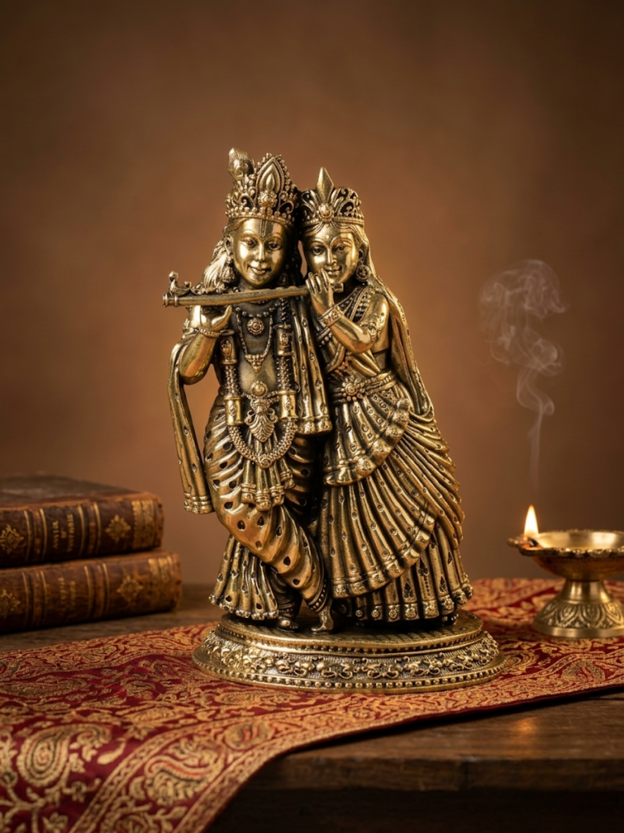 Radha Krishna Ashtadhatu Idol Energised Divine Couple Murti for Home Mandir