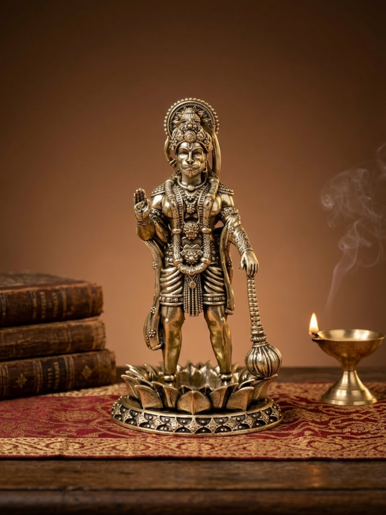Standing Hanuman on Lotus Ashtadhatu Idol Energised Bajrangbali Murti for Home Mandir