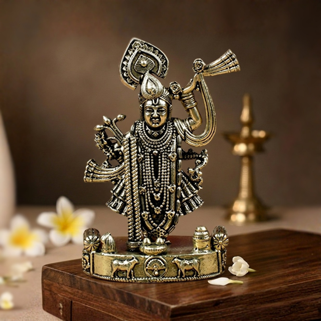 Shreenathji Ashtadhatu Idol Energised Nathdwara Krishna Murti for Home Mandir