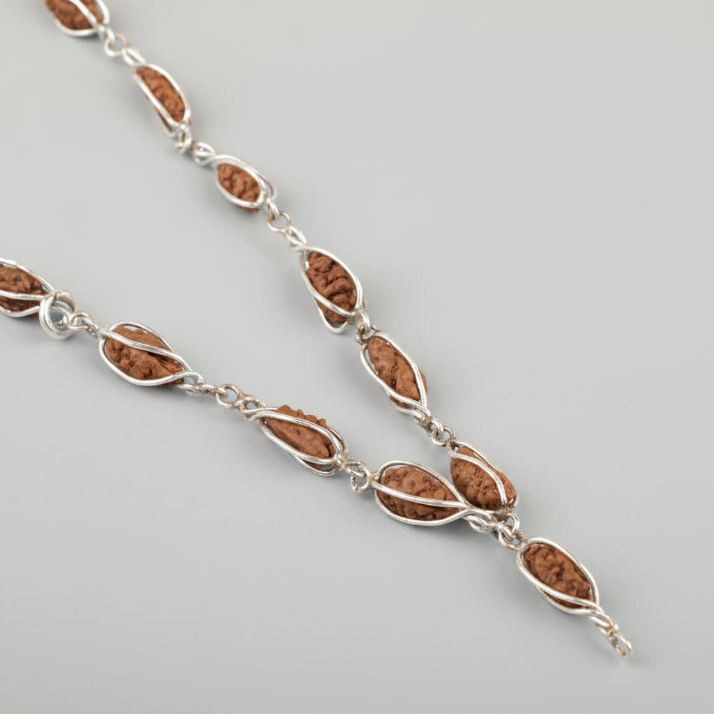 1 Mukhi Rudraksha 925 Silver Cage Design Mala