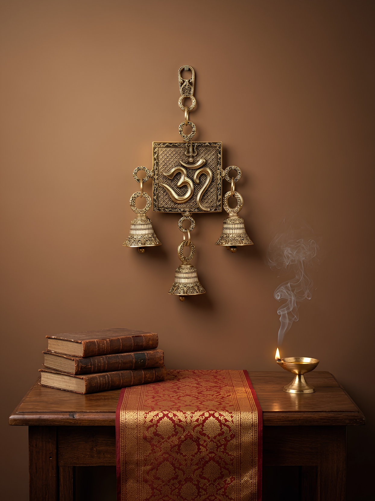 Ashtadhatu OM Swastik Door Hanging Bells | Energised Sacred Entrance Bell for Home