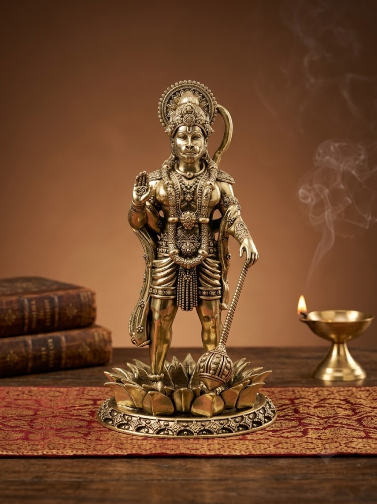 Standing Kamal Hanuman Ashtadhatu Idol - Energised Murti for Home Mandir