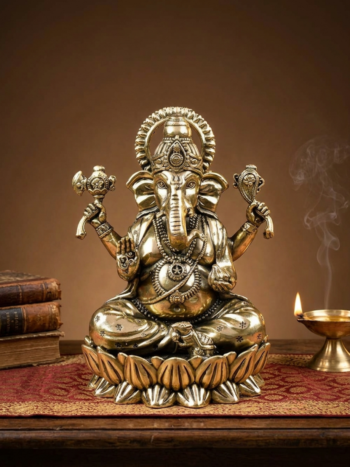 Kamal Ganesh Ashtadhatu Idol Ganesha on Lotus Energised Murti