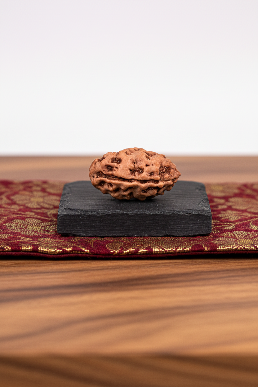 2 Mukhi Premium Java Indonesian Rudraksha 16mm Large Plain White Background