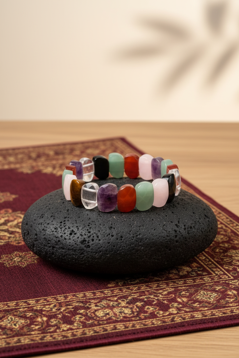 Natural Navratna Gemstone Faceted Bracelet | Healing, Meditation & Positive Energy
