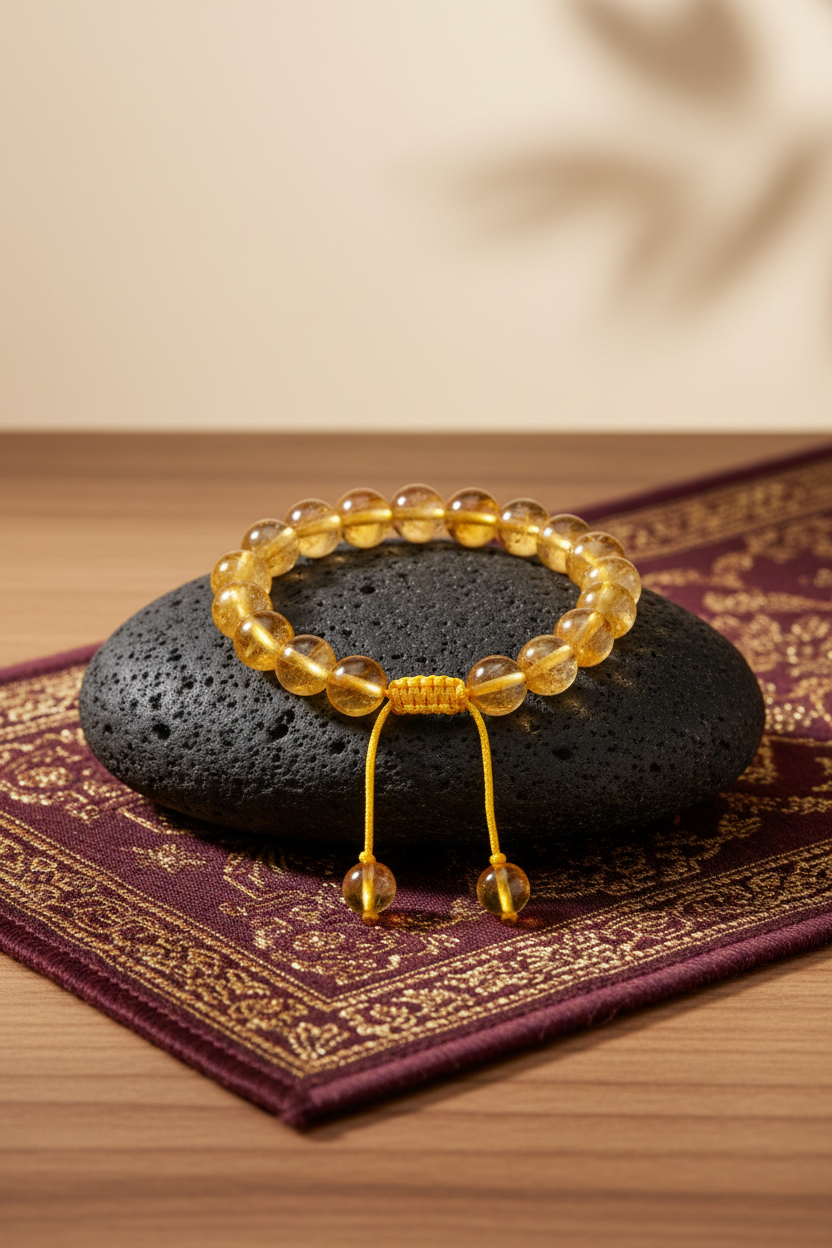 Natural Yellow Citrine Bracelet | 8mm Gemstone Bracelet for Healing & Positive Energy